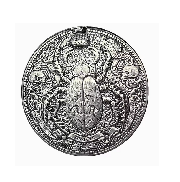 Handmade Movable Mechanism Hobo Nickel Coin Gold Scarab Egypt Vintage