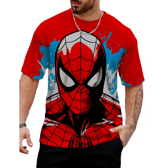 Men Tshirt Personality Casual Urban Web Hero Print Hip Hop Fashion