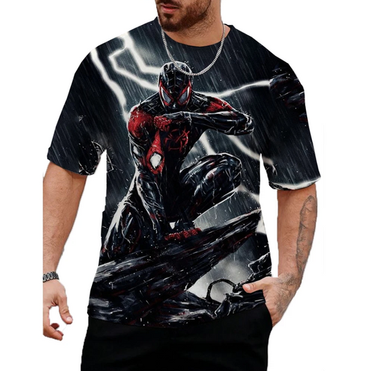 Men Tshirt Personality Casual Urban Web Hero Fashion