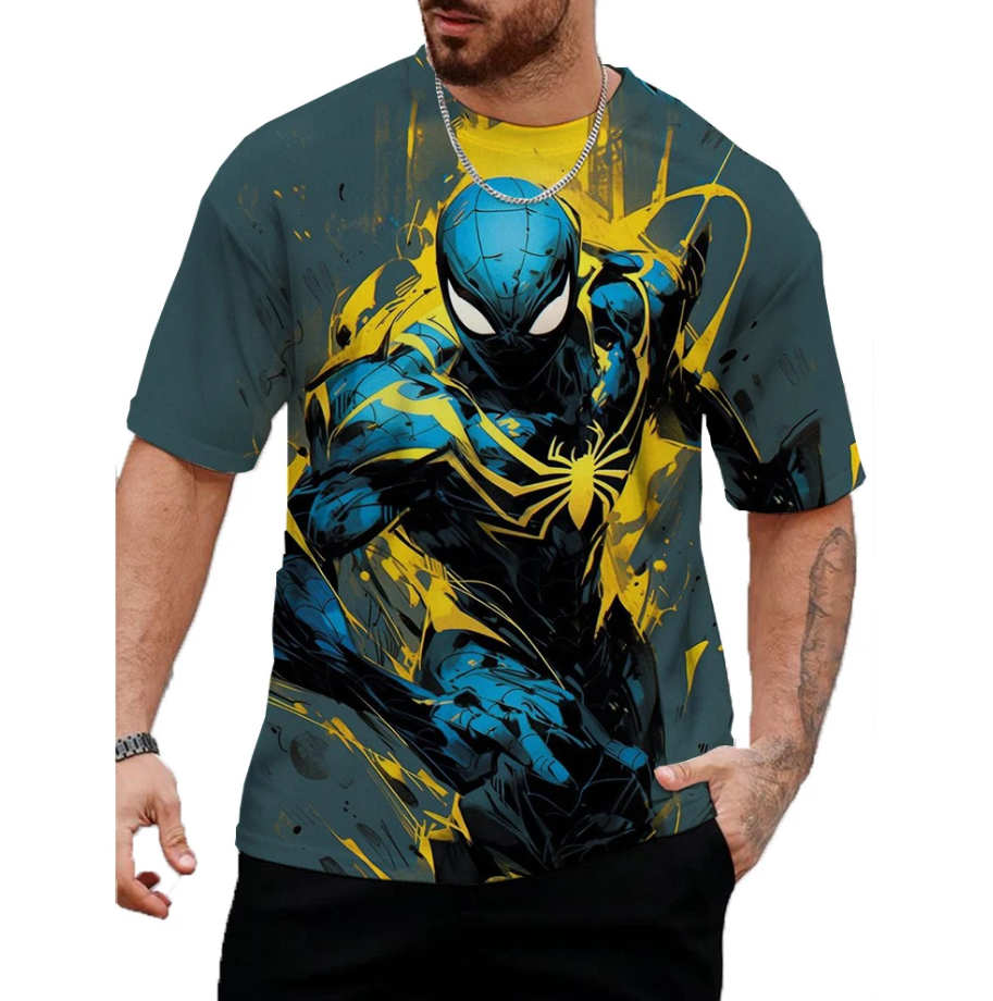 Men Tshirt Personality Casual Urban Web Hero