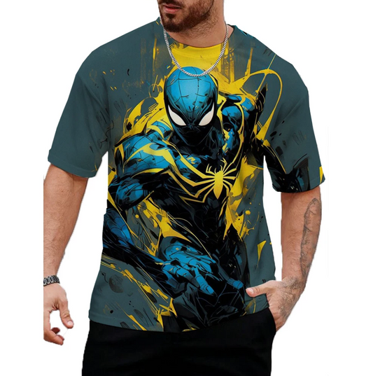 Men Tshirt Personality Casual Urban Web Hero