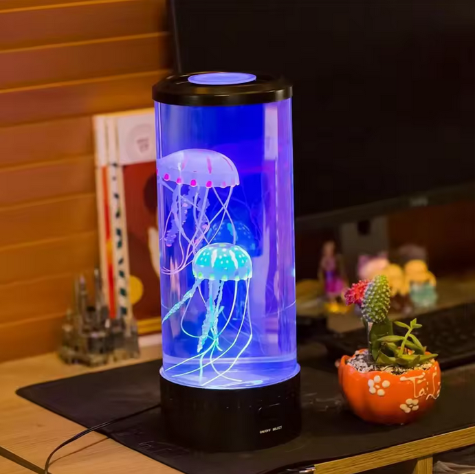 Led Jellyfish Night Light Home And Bedroom Decor Cylindrical