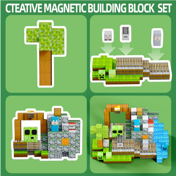 Creative Mine Magnet World Magnetic Building Blocks Organs Slime Castle Scene