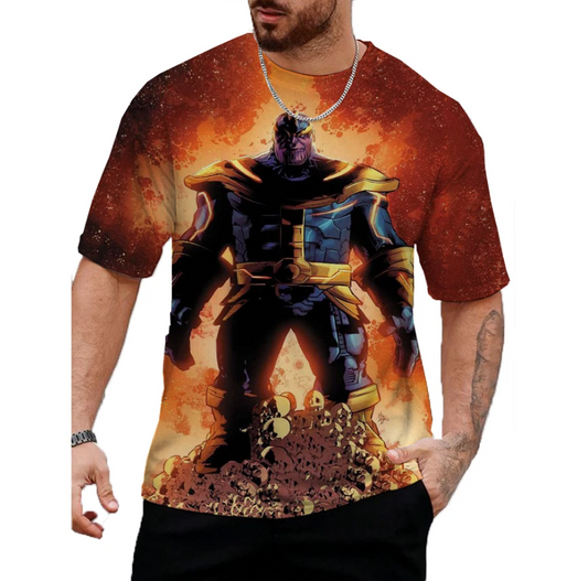 Tshirts Print Dark Purple Titan Warrior For Mens Short Sleeve Fashion