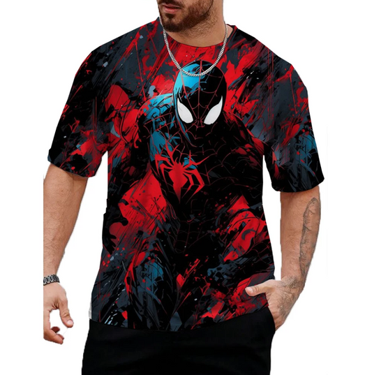 Men Tshirt Personality Casual Urban Web Hero Print Hip Hop