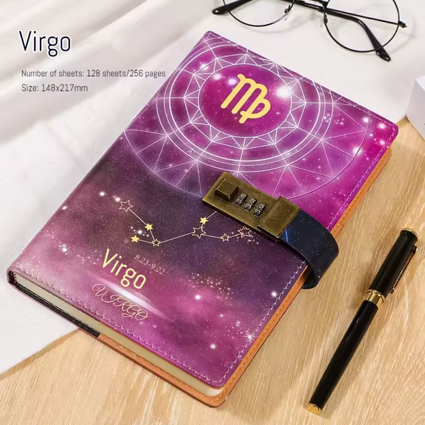 A5 Password Diary with Lock Zodiac Notebook Ideal Birthday Gift
