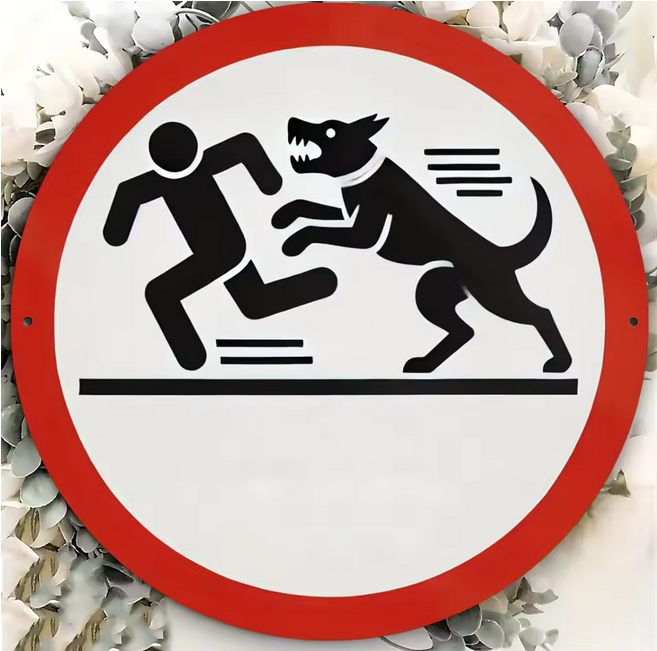 Durable Round Dog Warning Sign Easy to Hang, Waterproof Home Wall Decor