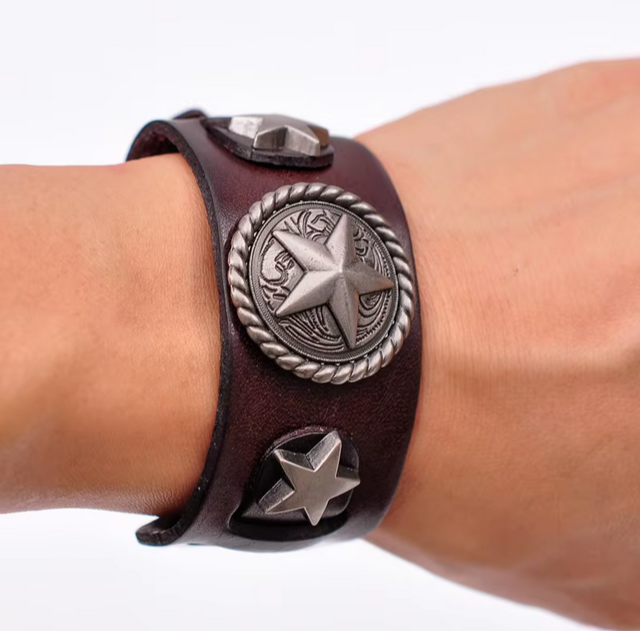 Star Button Style Metal Studded Genuine Punk