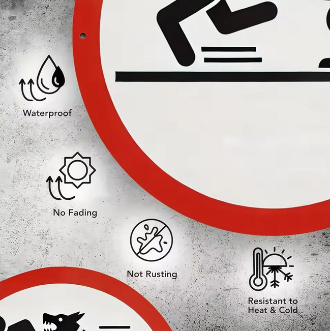 Durable Round Dog Warning Sign Easy to Hang, Waterproof Home Wall Decor