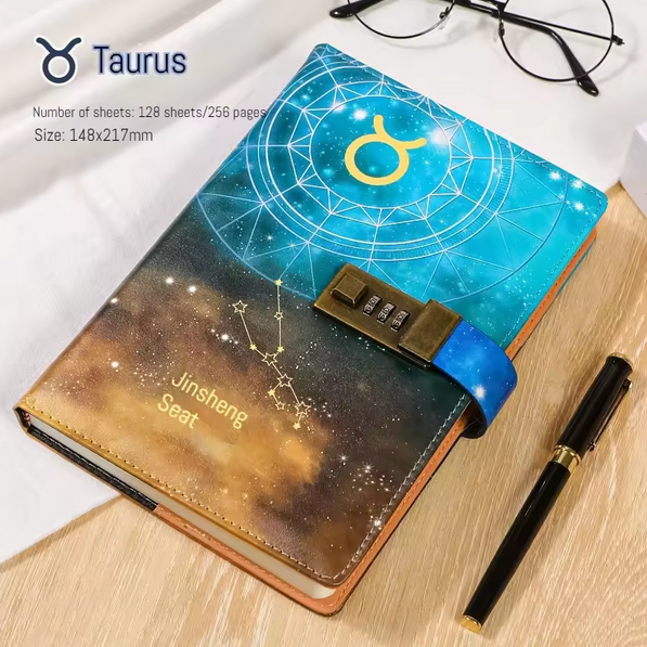 A5 Password Diary with Lock Zodiac Notebook Ideal Birthday Gift