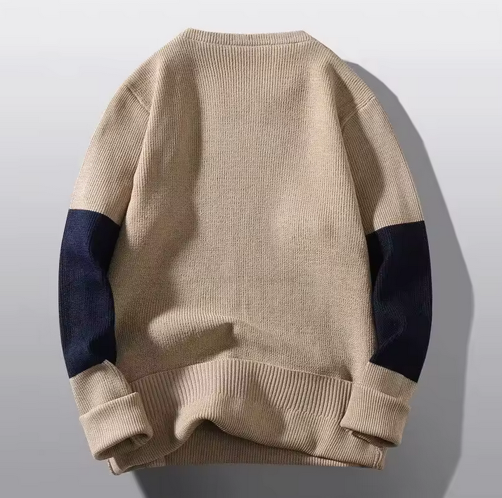 Autumn Winter Men Sweater Patchwork Knit Casual