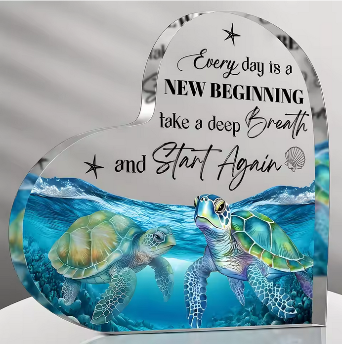 Blue Sea Turtle Acrylic Tabletop Decoration