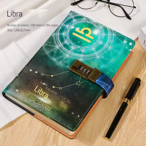 A5 Password Diary with Lock Zodiac Notebook Ideal Birthday Gift