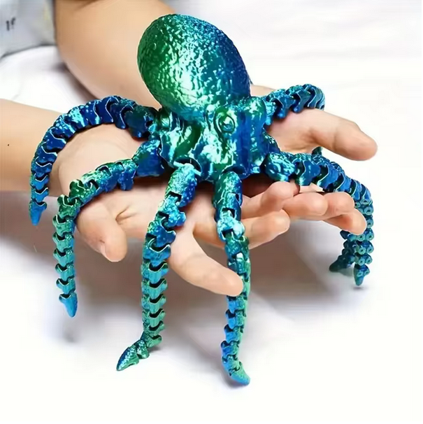 3D Printed Octopus Figurine With Flexible Joints For Home Office Desk Decor