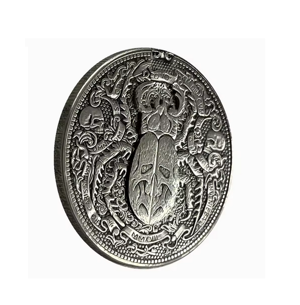 Handmade Movable Mechanism Hobo Nickel Coin Gold Scarab Egypt Vintage