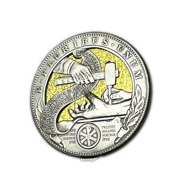 Handmade Movable Mechanism Hobo Nickel Coin The Savior Hand Roman Booteen Art