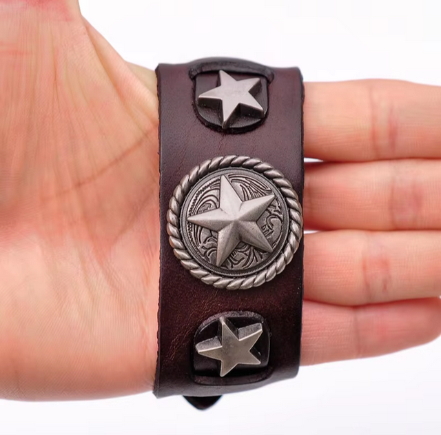 Star Button Style Metal Studded Genuine Punk