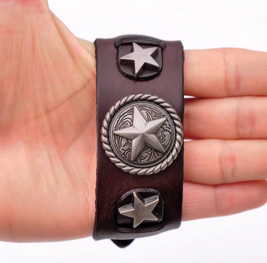 Star Button Style Metal Studded Genuine Punk