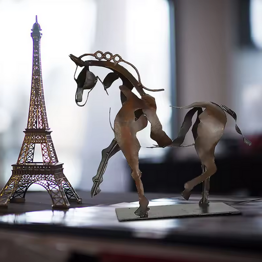Metal Handicrafts Rustic Standing Horse Statue With LED Light