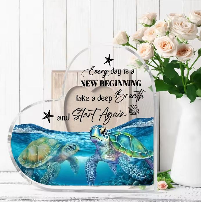 Blue Sea Turtle Acrylic Tabletop Decoration