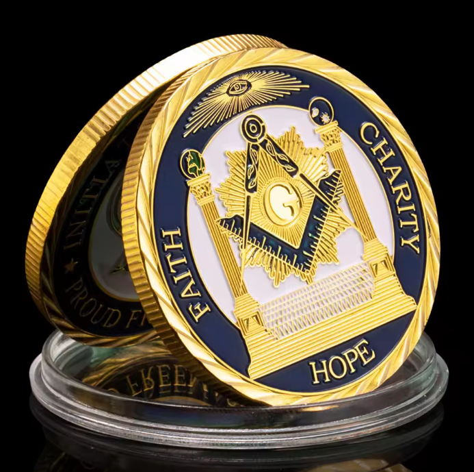 The Free Mason Collectible Souvenir Gold Plated Coin