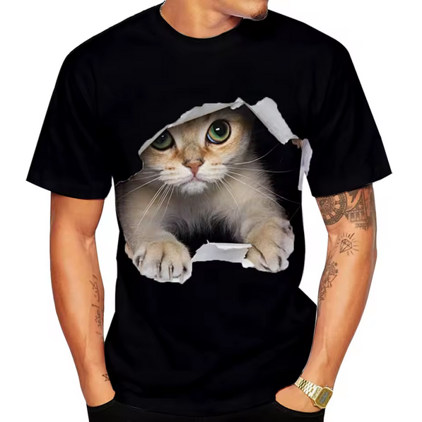 Fashion Cute Cat 3D Printing Tshirt Summer Casual Short Sleeve