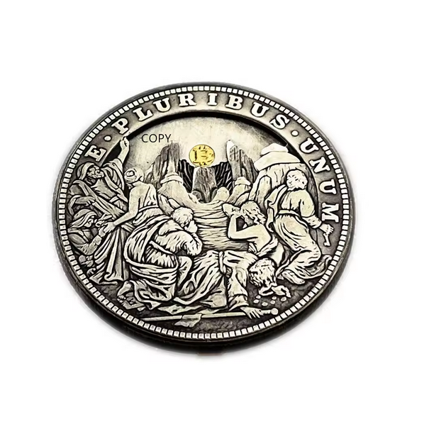 Movable Mechanical Coin Open the Mountain Bitcoin Coin Roman Booteen Art
