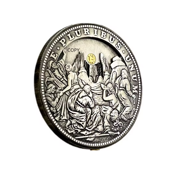 Movable Mechanical Coin Open the Mountain Bitcoin Coin Roman Booteen Art