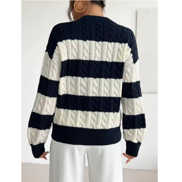 Autumn And Winter V neck Twisted Flower Pullover Sweater For Women Clothing