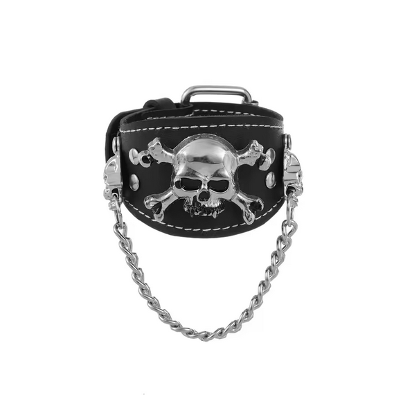 Leather Skull Bracelet Men Vintage Cuff Wide Leather Rivet Bracelet