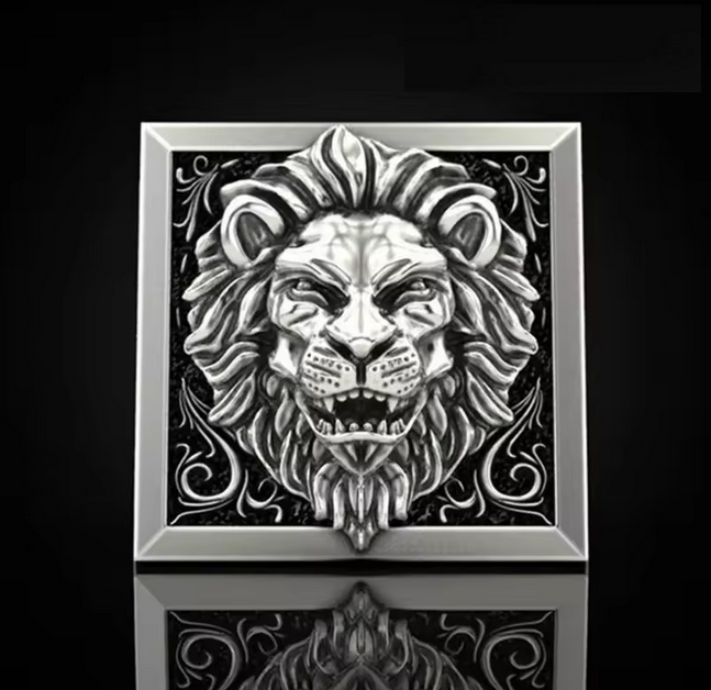 Fashion Punk Domineering Lion Head Ring Creative Storage Finger