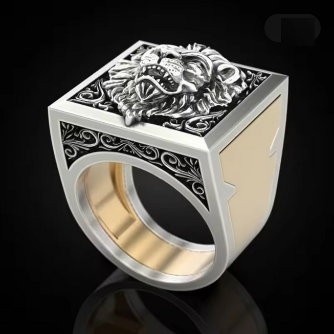 Fashion Punk Domineering Lion Head Ring Creative Storage Finger
