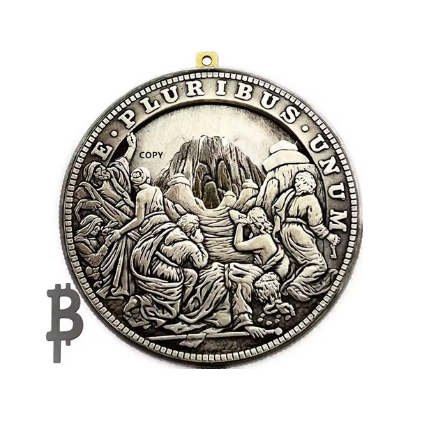 Movable Mechanical Coin Open the Mountain Bitcoin Coin Roman Booteen Art