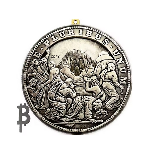 Movable Mechanical Coin Open the Mountain Bitcoin Coin Roman Booteen Art