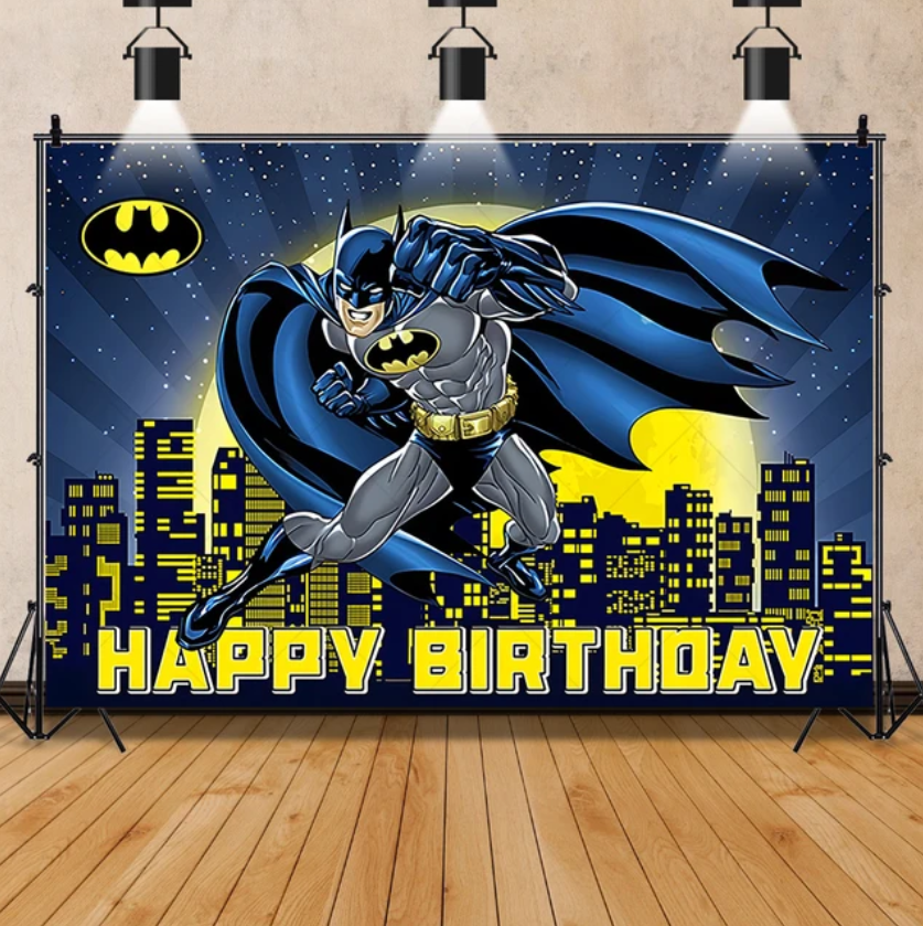 Batman Custom Background Boy Children Birthday Party Decoration Banner Cartoon City Hero