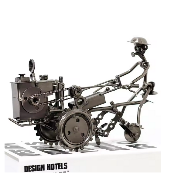 Wrought Iron Vintage Retro Iron Tractor Model Metal