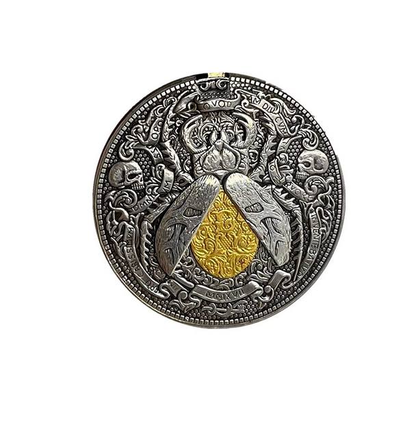 Handmade Movable Mechanism Hobo Nickel Coin Gold Scarab Egypt Vintage