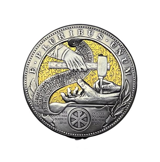 Handmade Movable Mechanism Hobo Nickel Coin The Savior Hand Roman Booteen Art