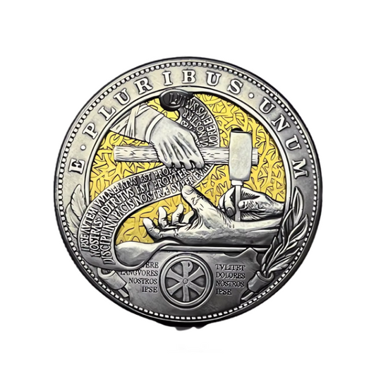 Handmade Movable Mechanism Hobo Nickel Coin The Savior Hand Roman Booteen Art