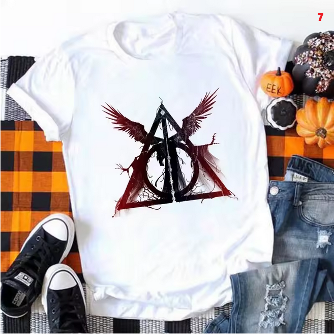 Deathly Hallows Graphic Women Tee Casual Summer Fashion Top