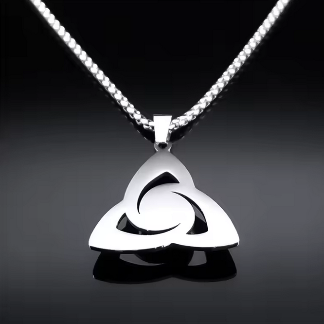 Viking Trinity Knot Necklace Stainless Steel Tiger Eye Stone Irish Celtic Lucky Amulet