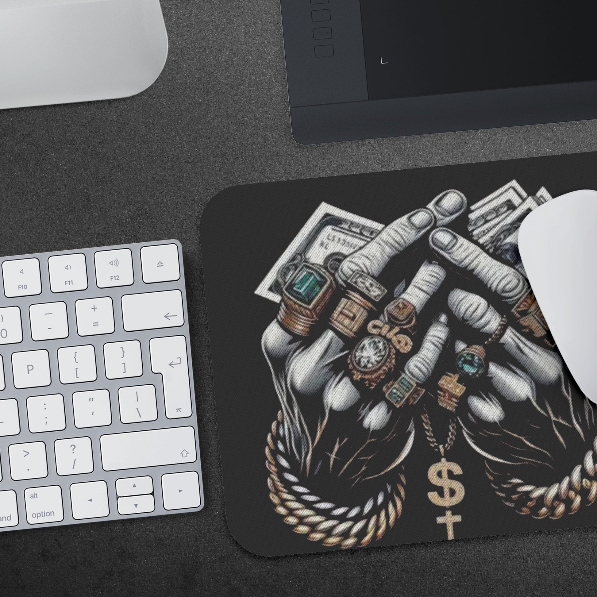 Mousepad A Stack Of Money Bills Forming A Praying Hands Gesture - DUGO