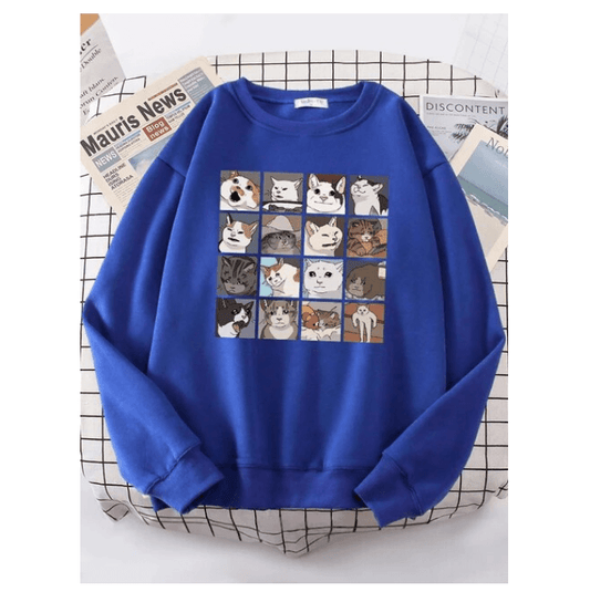Funny Meme Cats Printing Woman Sweatshirt