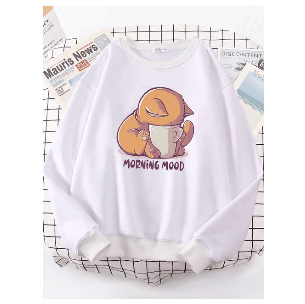 Cat Is Looking At The Cup Lovely Sweatshirt Fashion