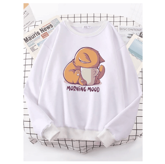 Cat Is Looking At The Cup Lovely Sweatshirt Fashion