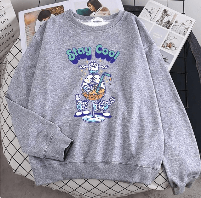 Pullovers Stay Cool Summer Ice Juice Drinks Print Hoodies Soft Fleece Sweatshirt