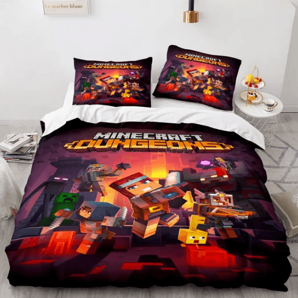 Minecraft Bedding Set Game Duvet Cover With Pillowcases Single For Bed DUGO