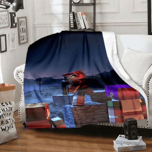 3D Sandbox Game Blanket For Sofa Stylish