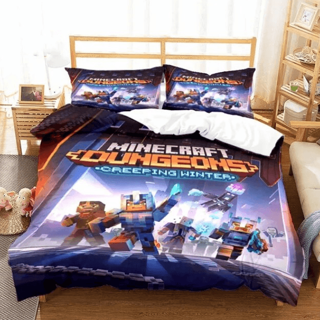 Minecraft Dugeons Pattern Duvet Cover Bedding Set For Bedroom