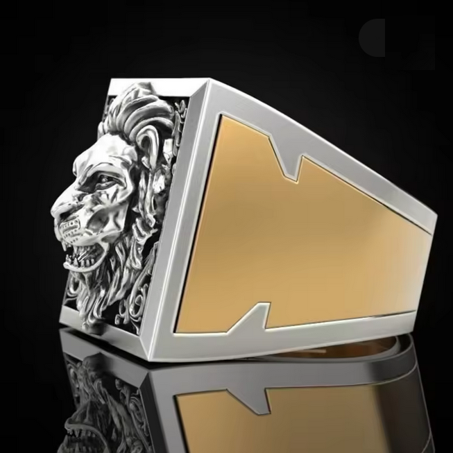 Fashion Punk Domineering Lion Head Ring Creative Storage Finger
